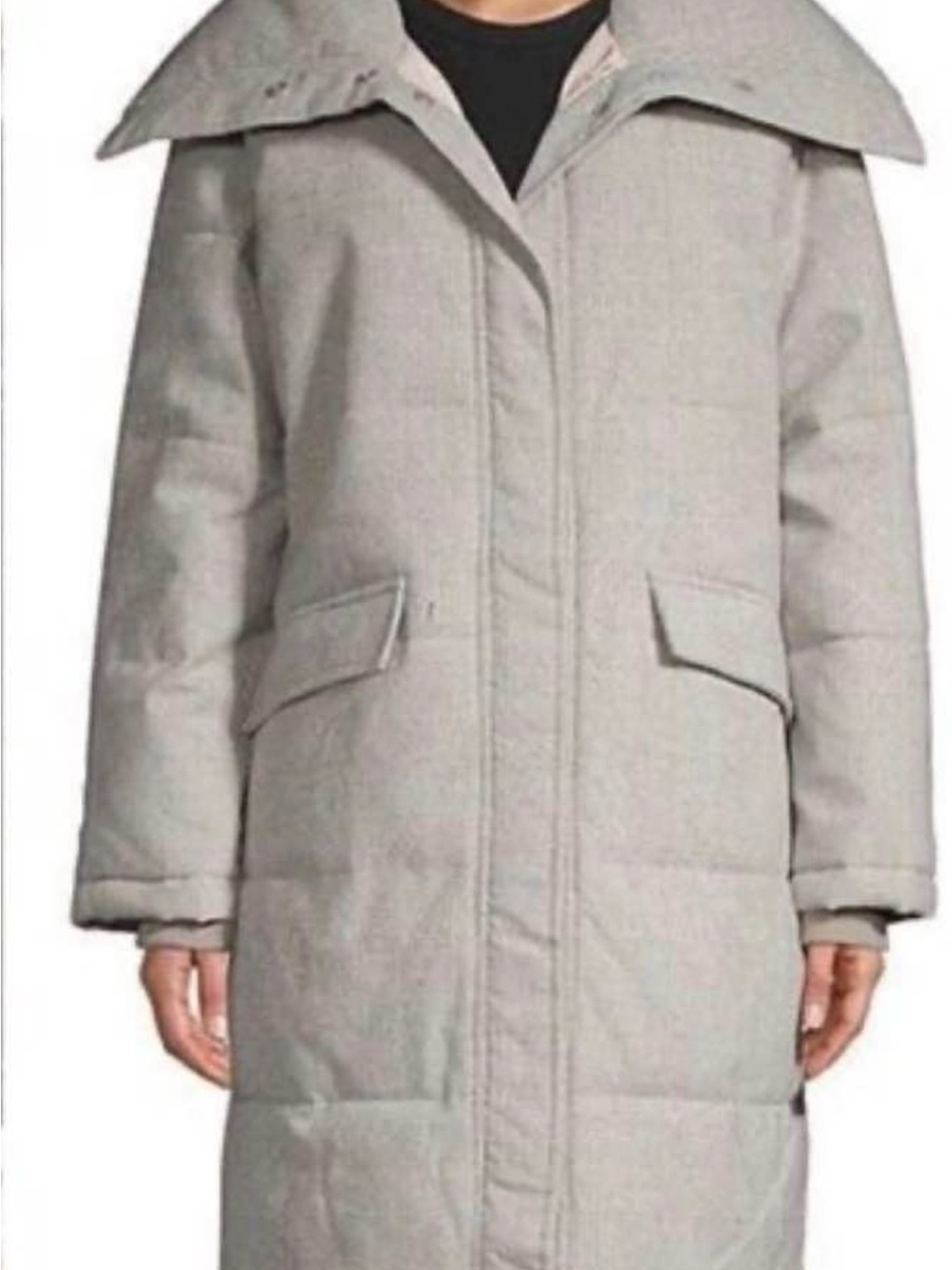 Avec Les Filles Light Gray Long Puffer Coat